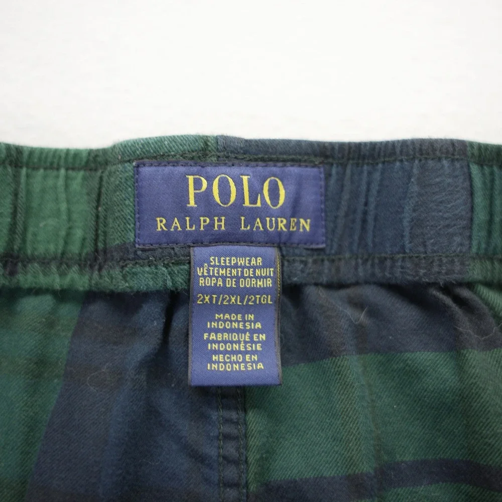 Polo Ralph Lauren Mens Navy Watch Plaid Pajama Pants Green Blue 2XL Tall 2XT‎